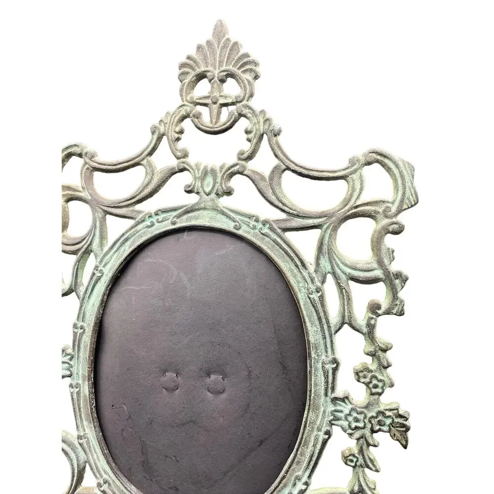 Vtg antique wrought Iron Oval Photo Frame - Picture 2 of 5